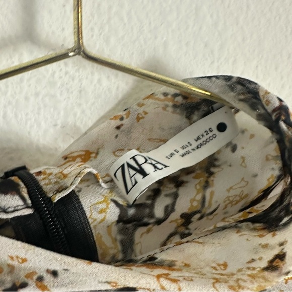 Zara Printed Draped Tulle Top Mesh Long Sleeves Shirt Size S - Picture 4 of 5